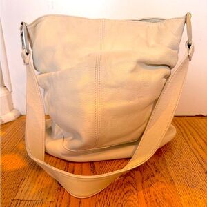 Custom Laudi Vidni Cream Leather Purse w Rouched Sides